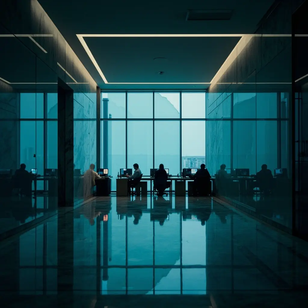 Public servants in a modern government building